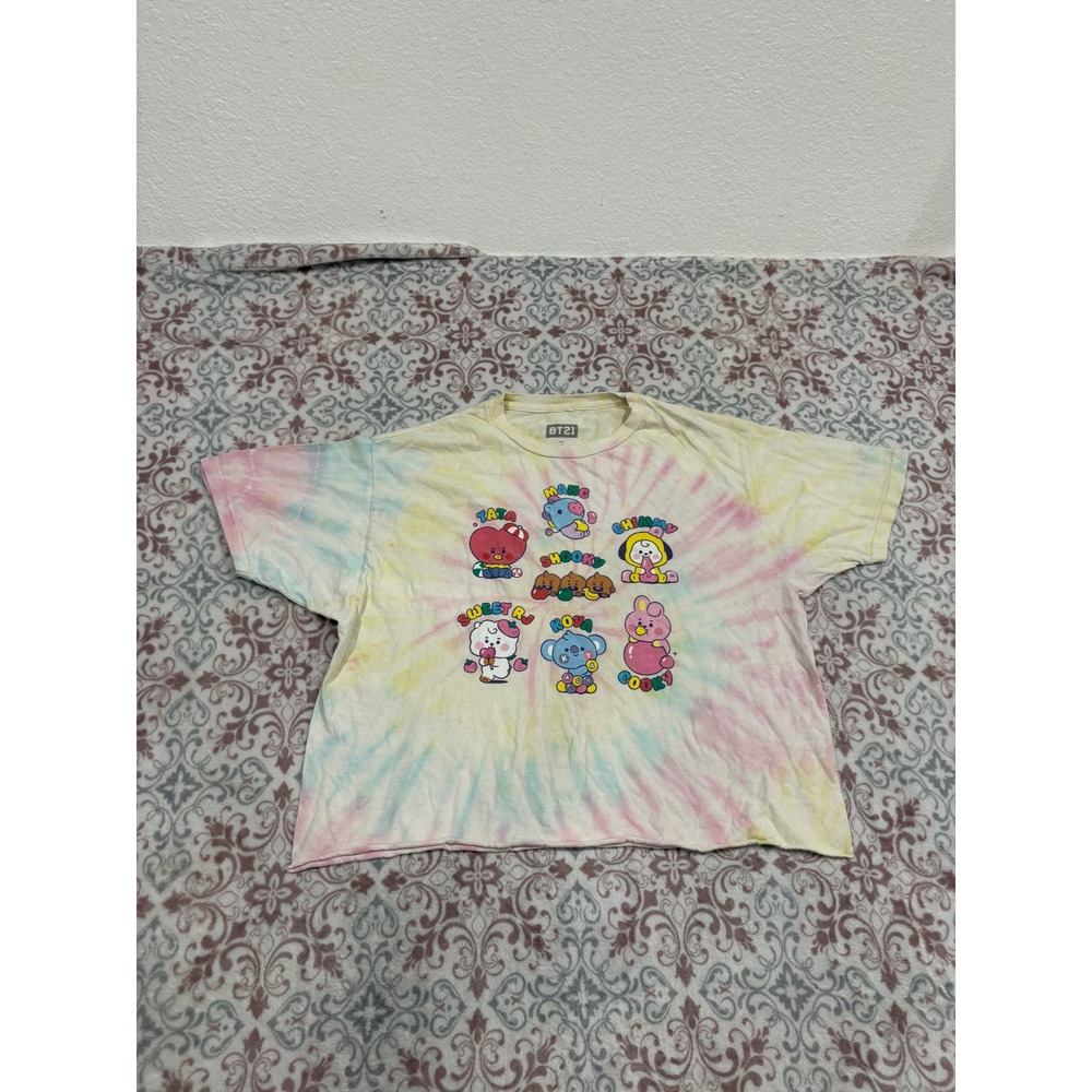 BT21 Line Friends Tie Dye Graphic T-Shirt Pastel Cropped K-Pop BTS Medium
